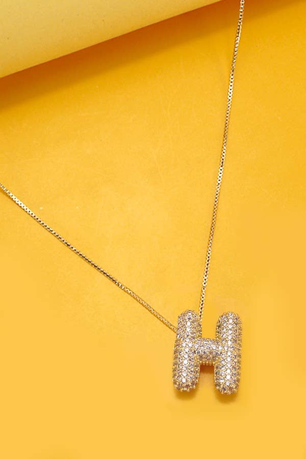 INITIAL PAVE BUBBLE  NECKLACE