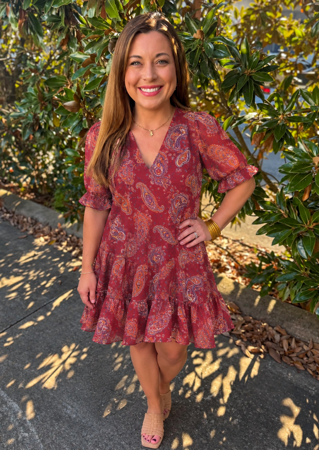 ENTRO PAISLEY DRESS: BROWN