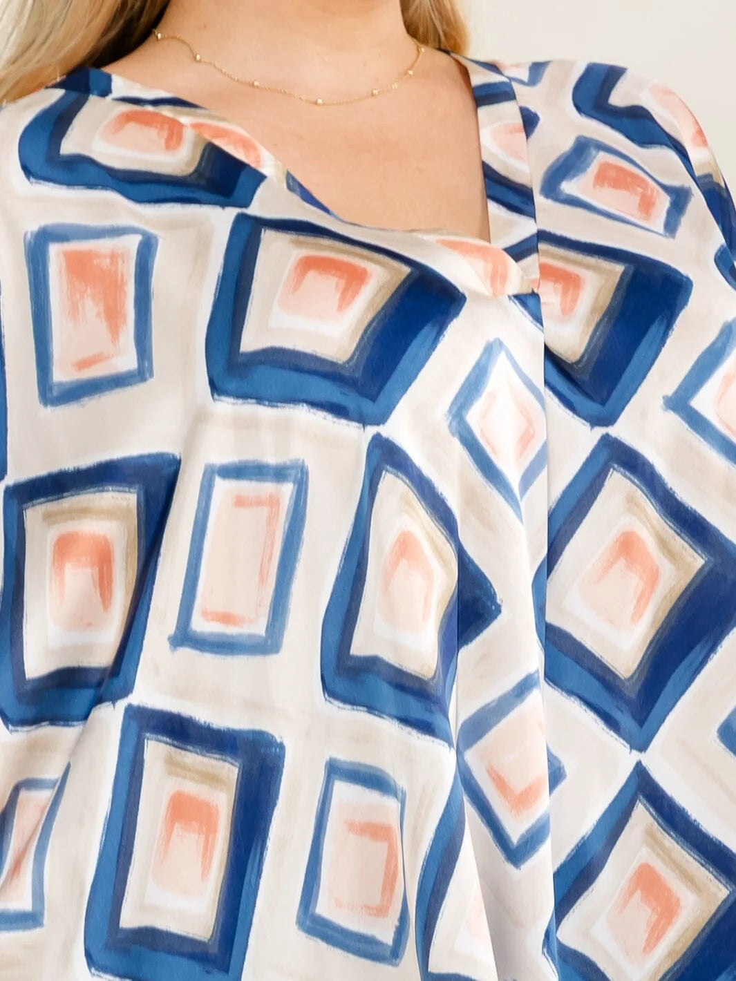 VNECK TUNIC: BLUE/CORAL
