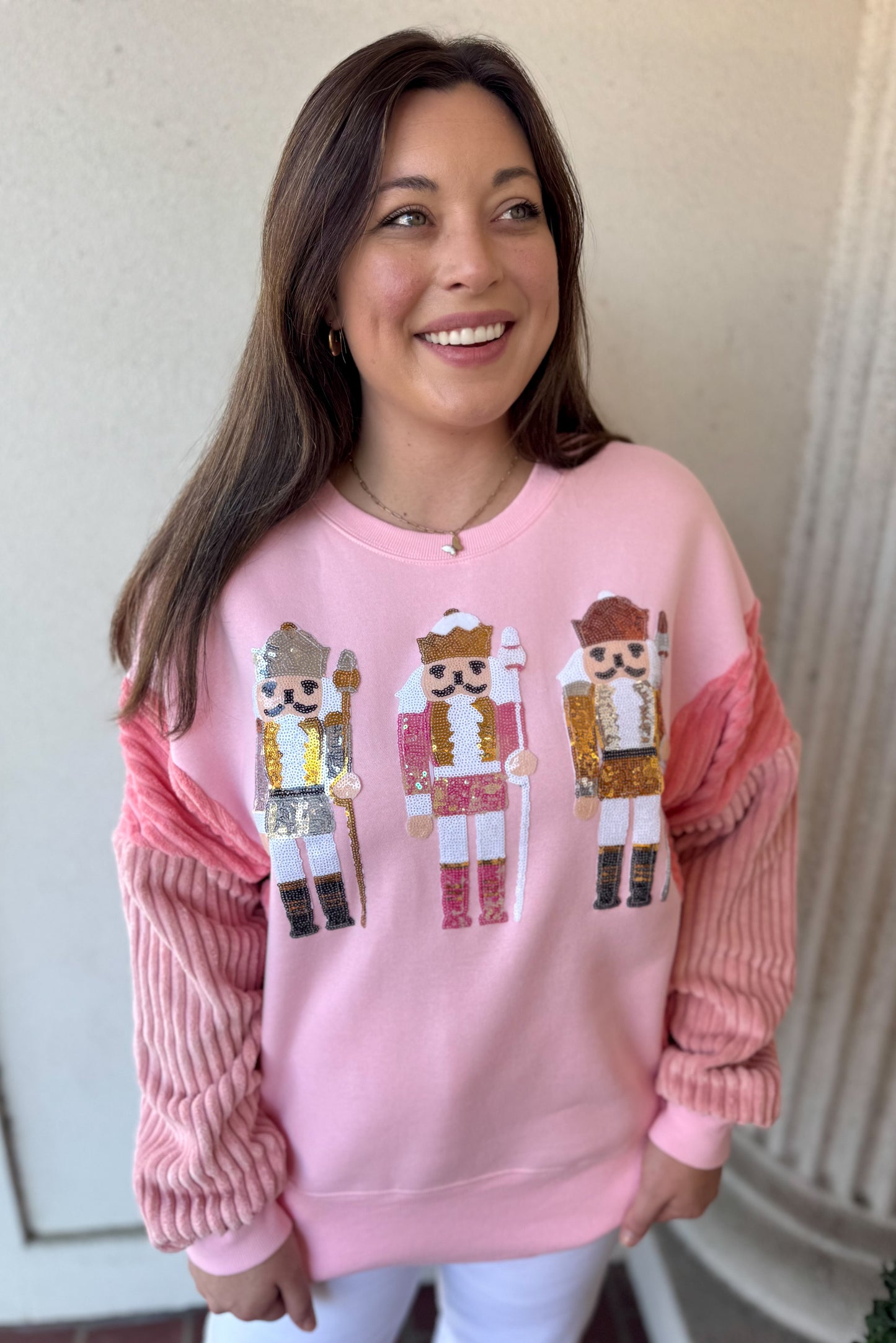 PINK SEQUIN NUTCRACKER SWEATER
