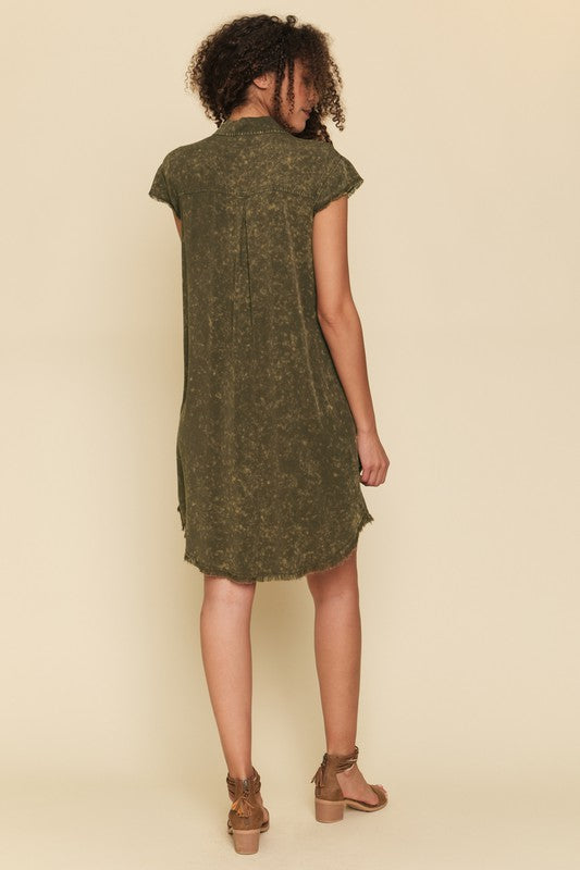OLIVE FRAY TENCEL DRESS