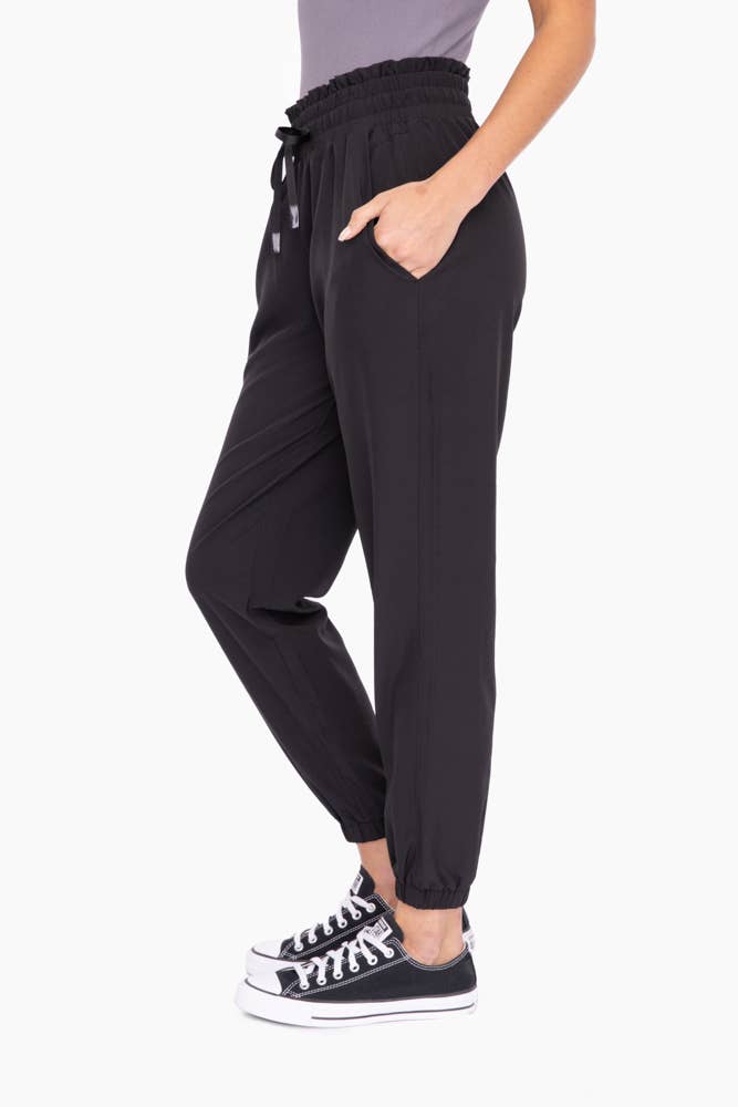 BLACK CUFFED JOGGERS