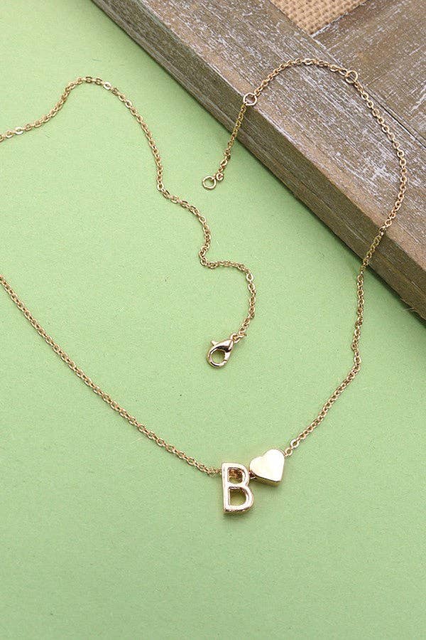 BRASS MONOGRAM HEART CHARM NECKLACE