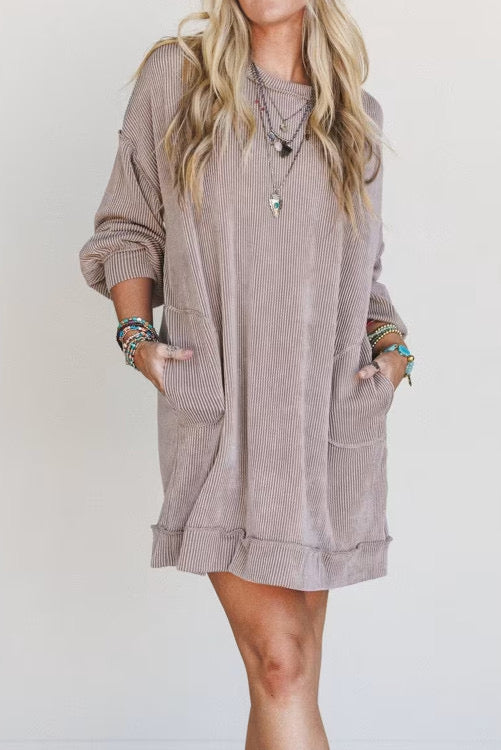 SLATE EXPOSED SEAM KNIT DRESS