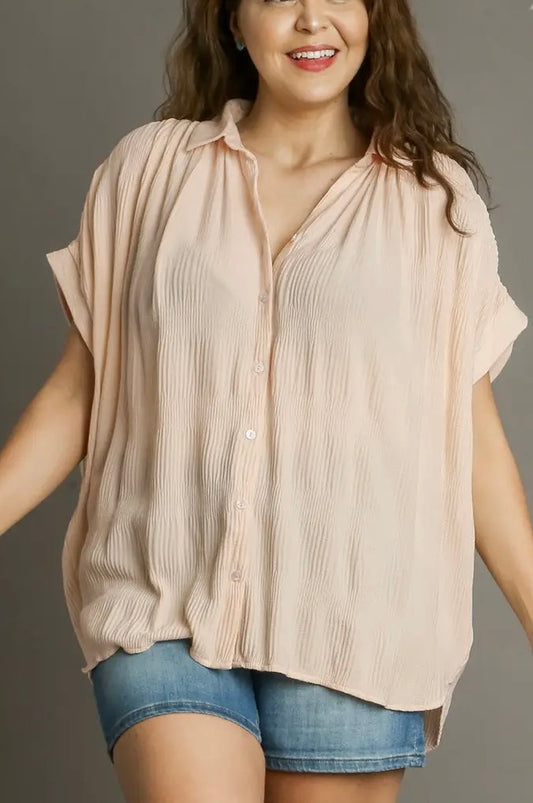 CHAMPAGNE BUTTON FRONT BLOUSE