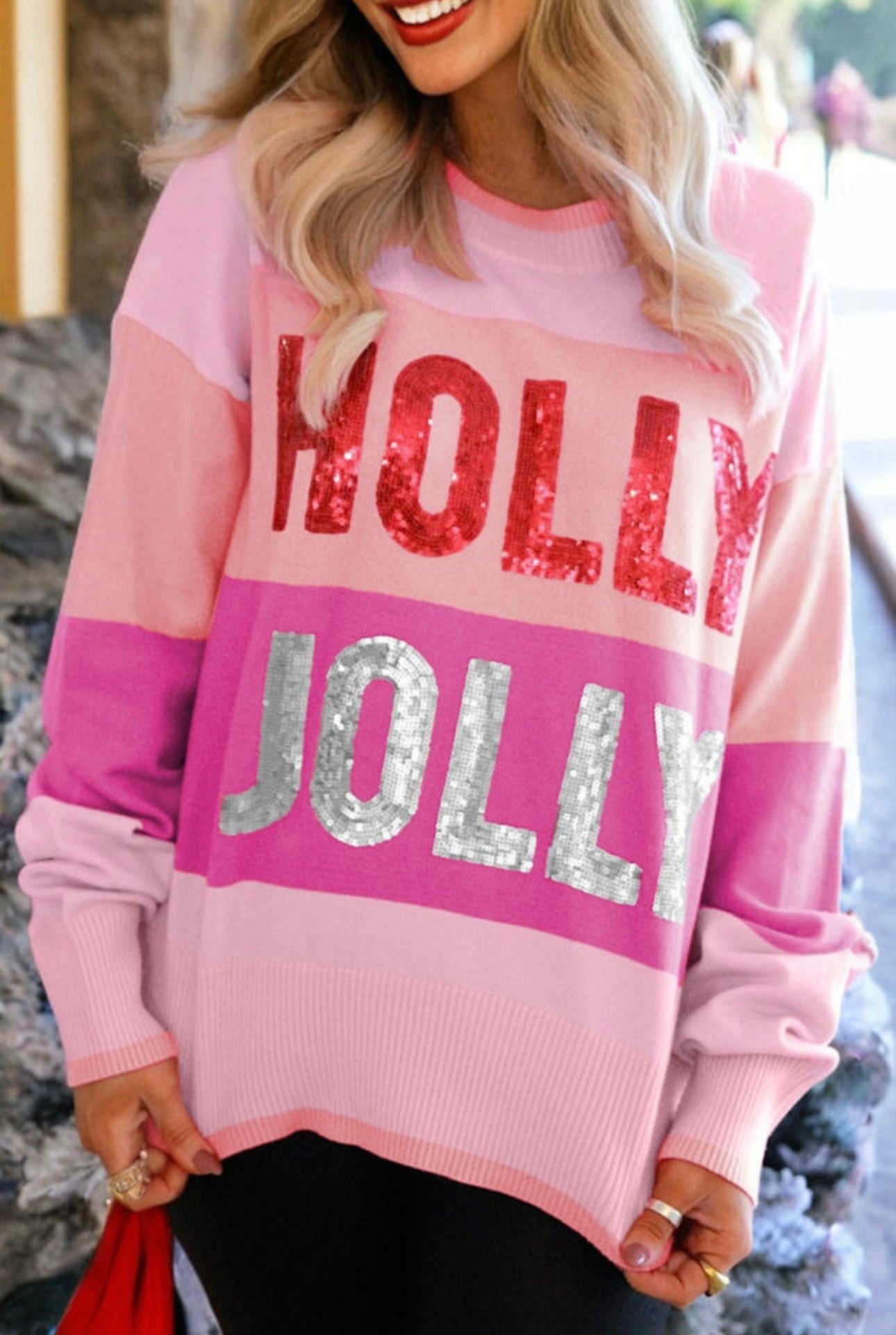 SEQUIN HOLLY JOLLY SWEATER