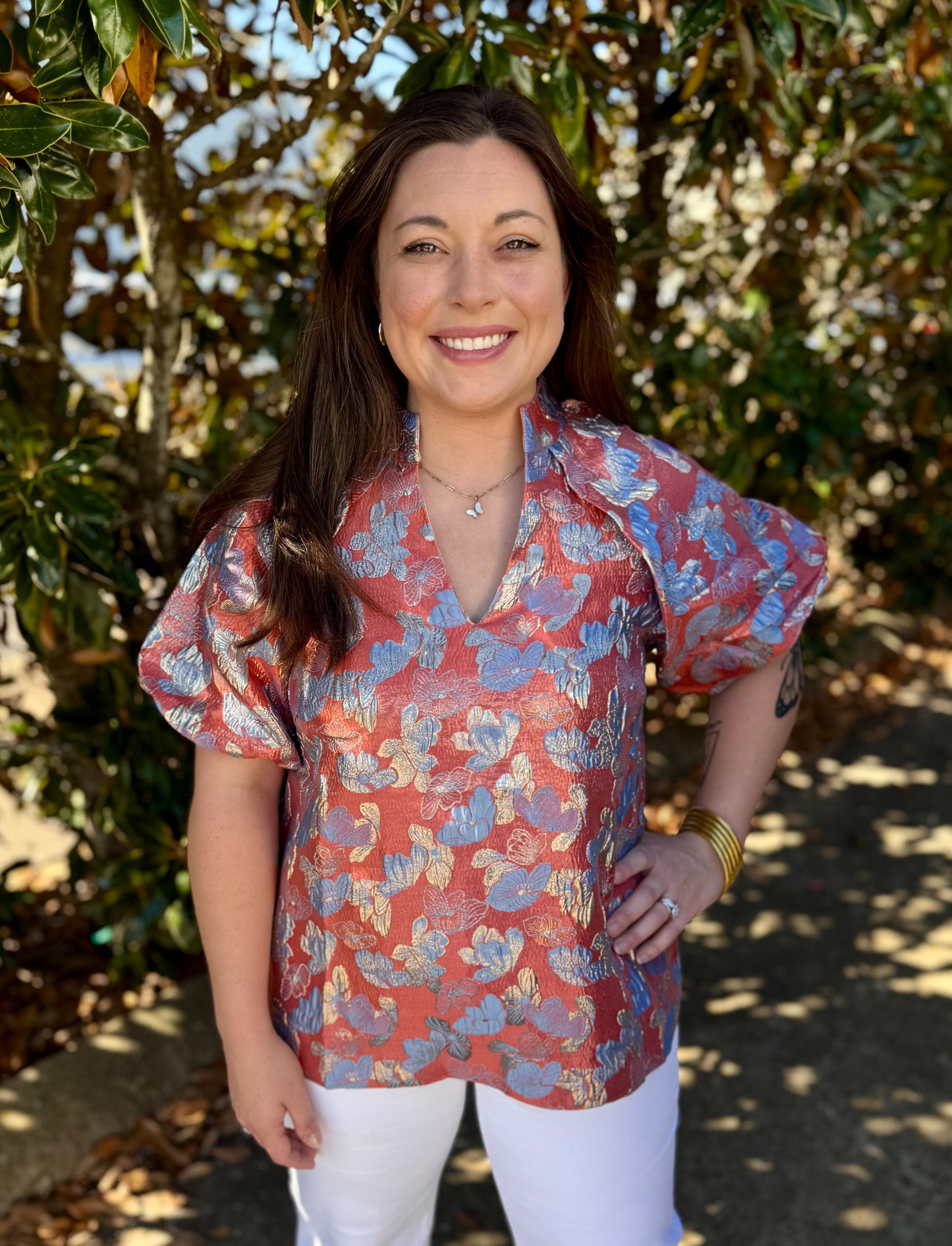 BRICK METALLIC BLOUSE