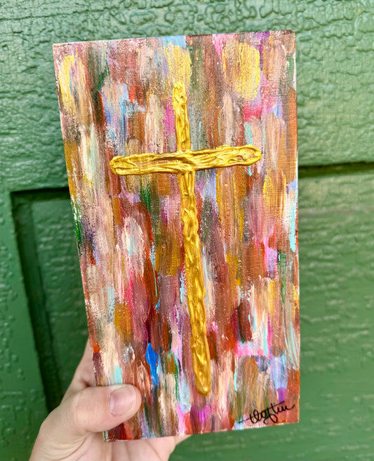 CROSS ABSTRACT MULTI WOOD BLOCK