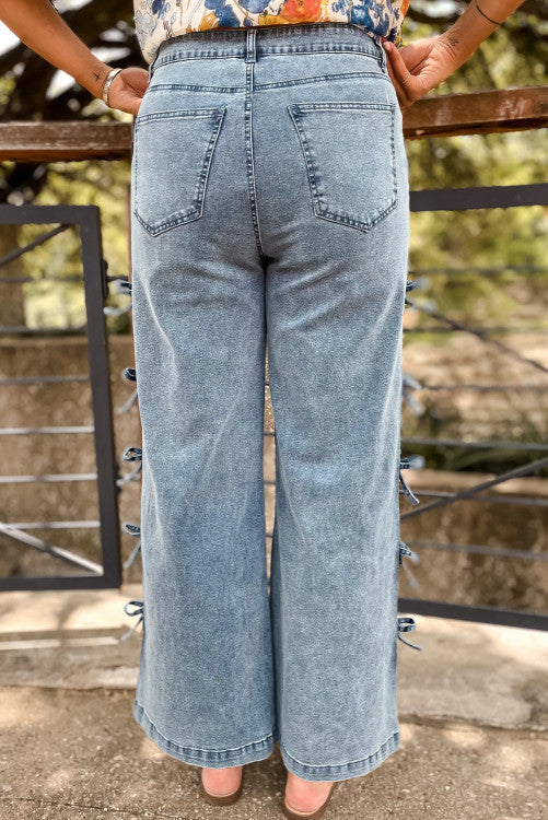 SIDE RIBBON DENIM JEANS