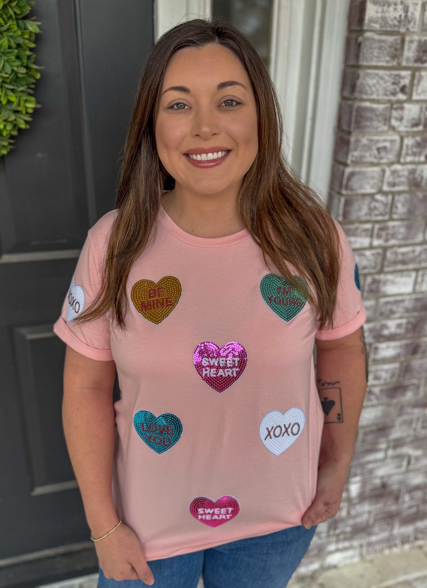 SEQUIN CANDY HEART TEE