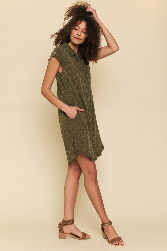 OLIVE FRAY TENCEL DRESS