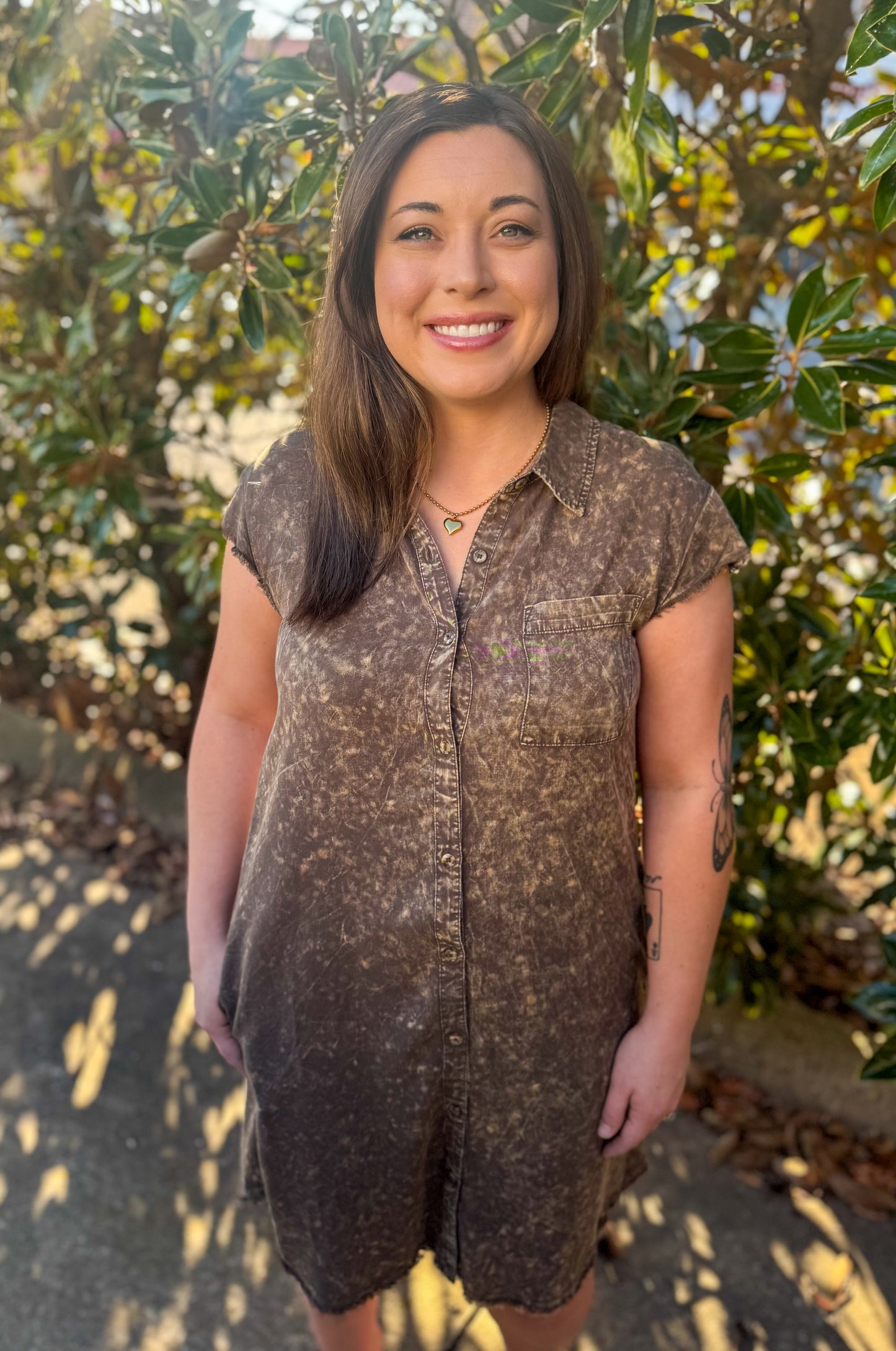 OLIVE FRAY TENCEL DRESS