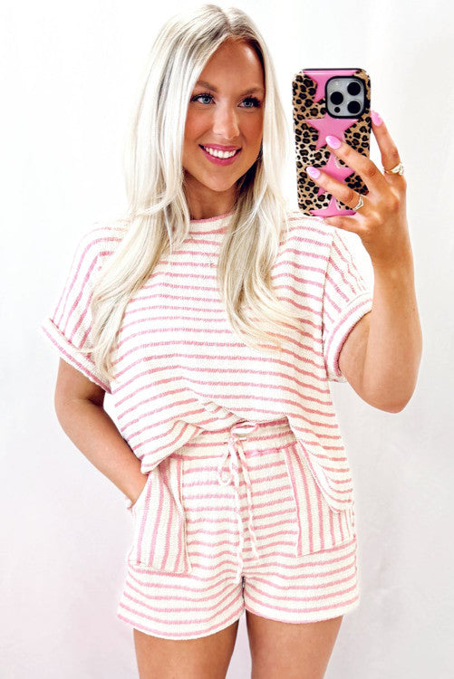 STRIPE SHORT SET: BLUSH