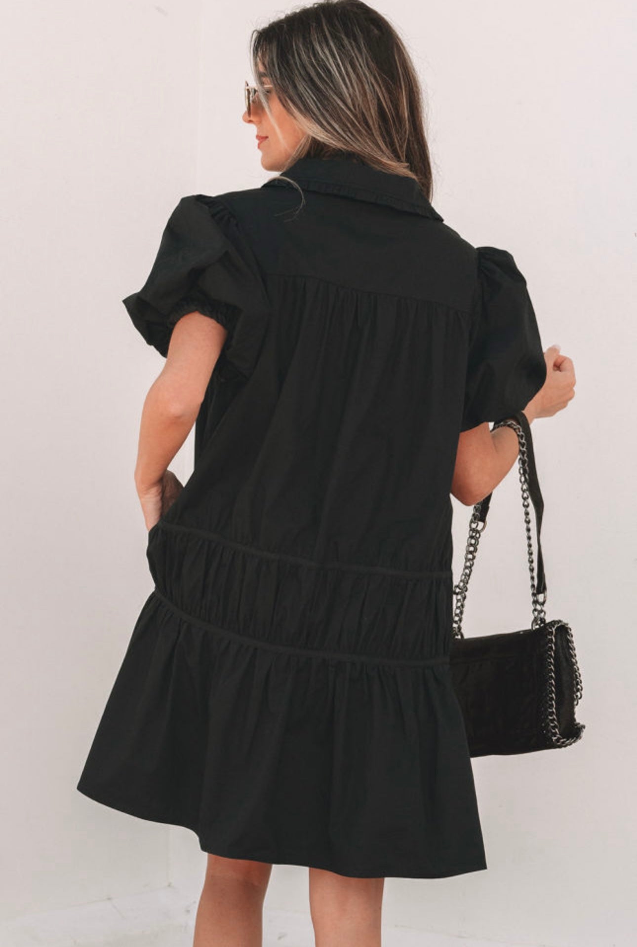 BLACK BUTTON DOWN DRESS