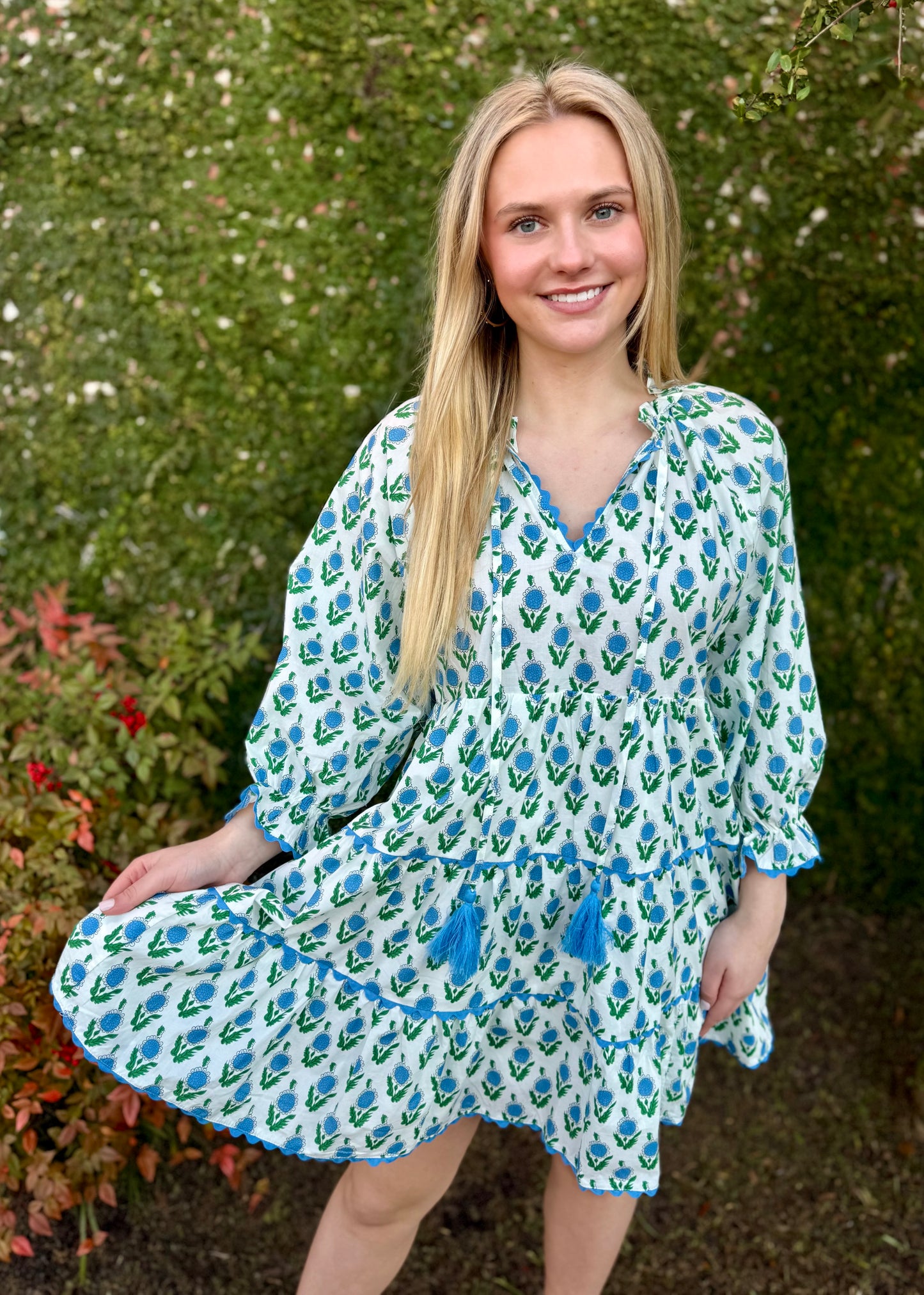 BLUE/GREEN FLORAL DRESS