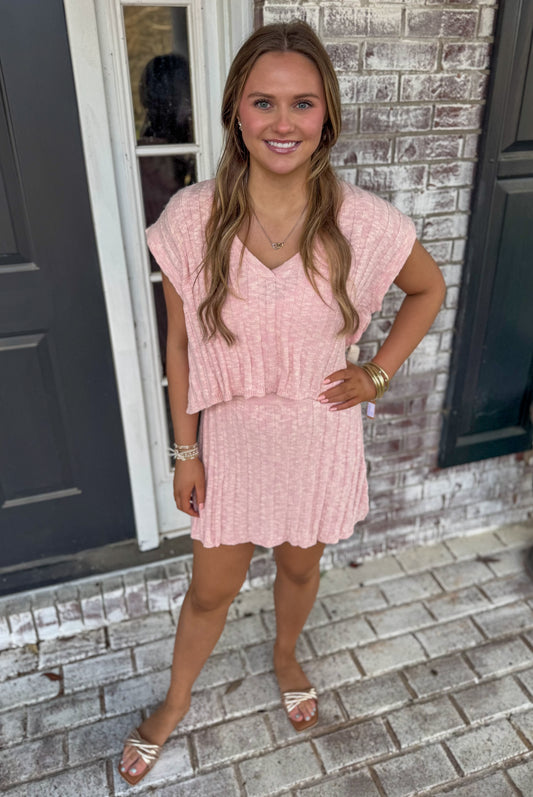 BABY PINK SWEATER SKIRT SET