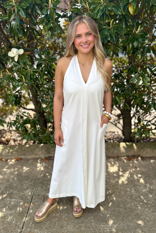 OFF WHITE HALTER MAXI