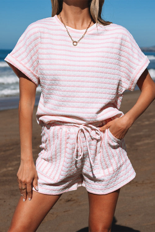 STRIPE SHORT SET: BLUSH