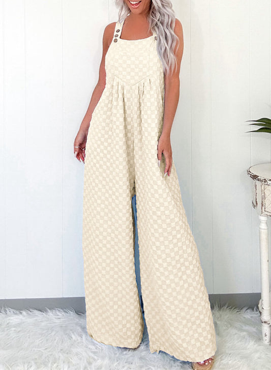 IVORY CHECKED JUMPSUIT