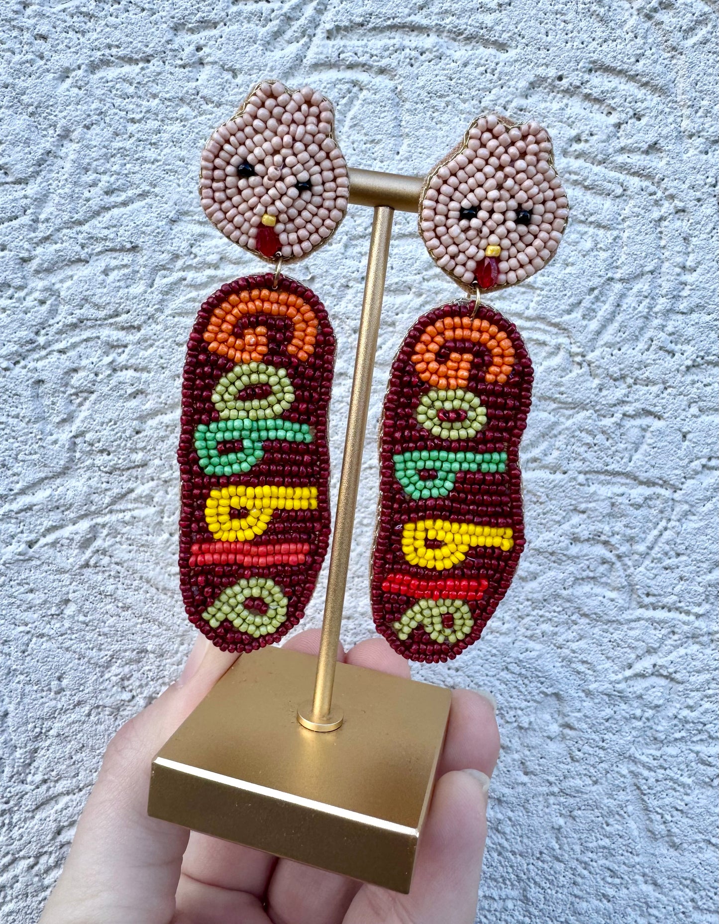 BEADED TURKEY EARRINGS