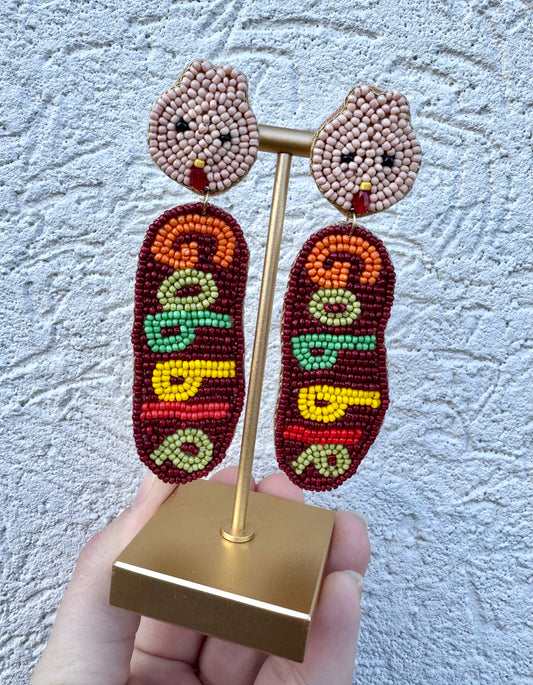 BEADED TURKEY EARRINGS