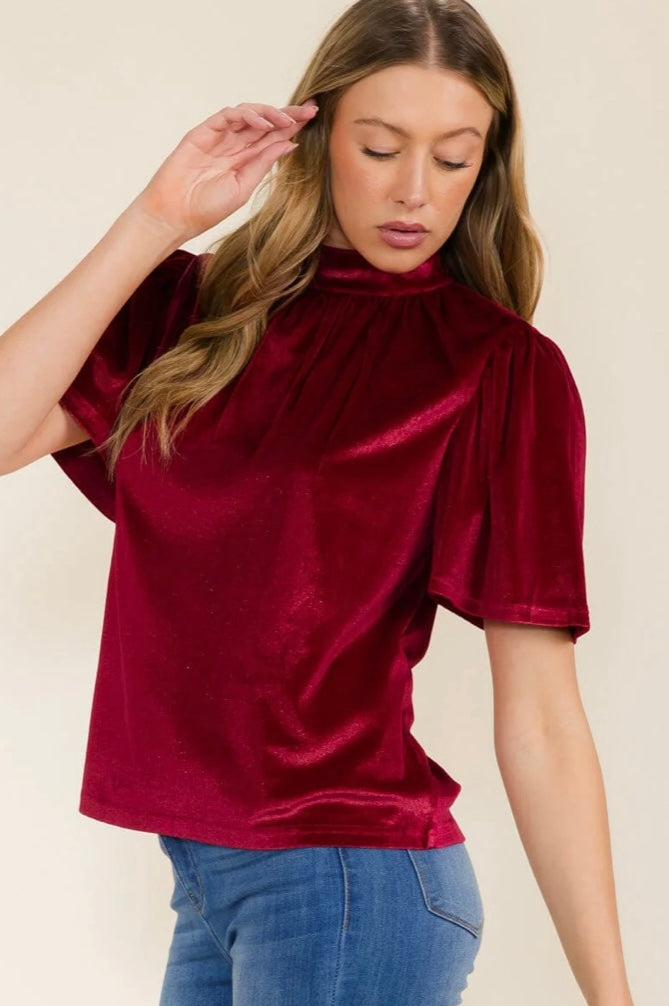 BURGUNDY VELVET BLOUSE