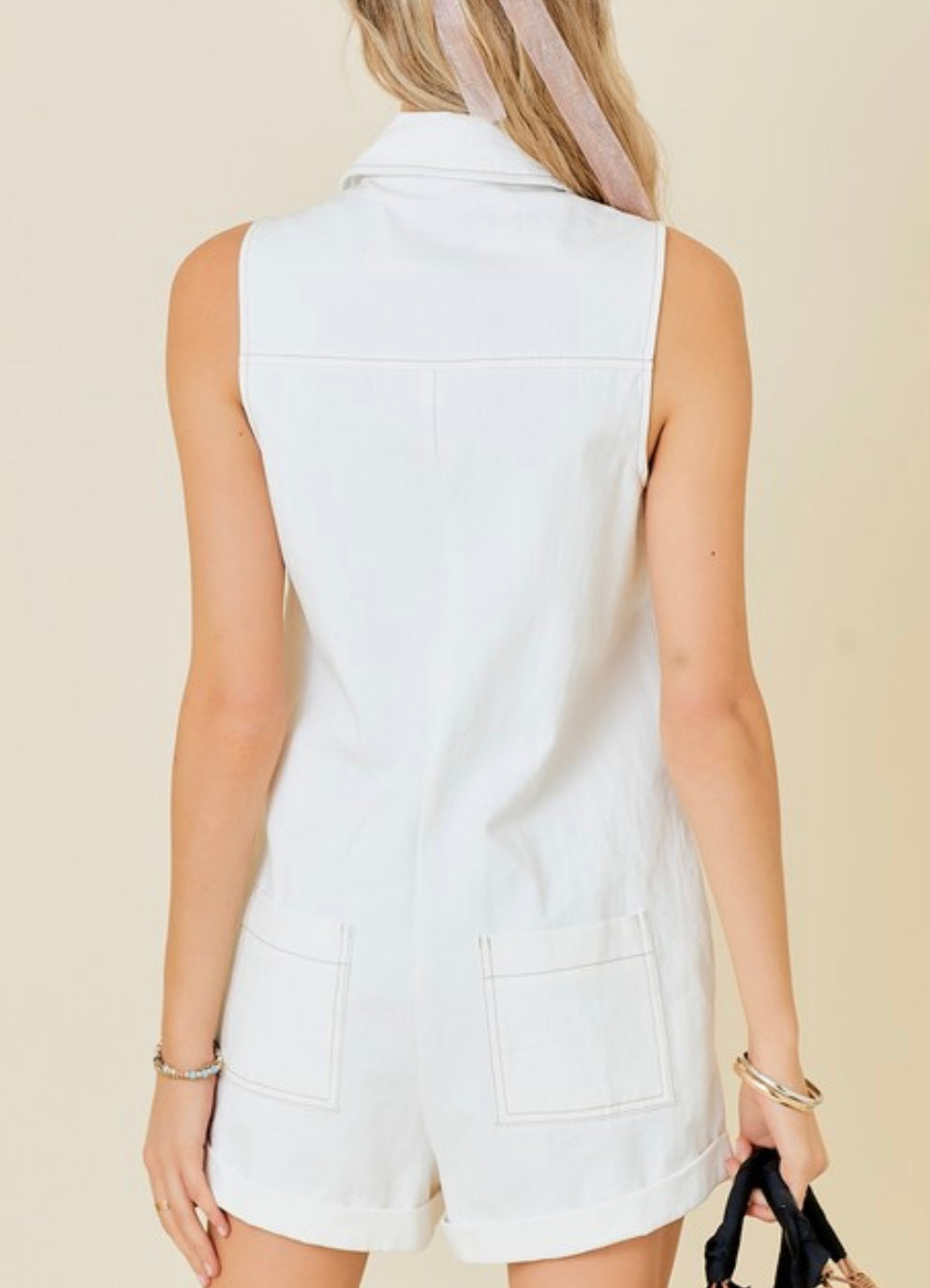 ZIPPER ROMPER- WHITE