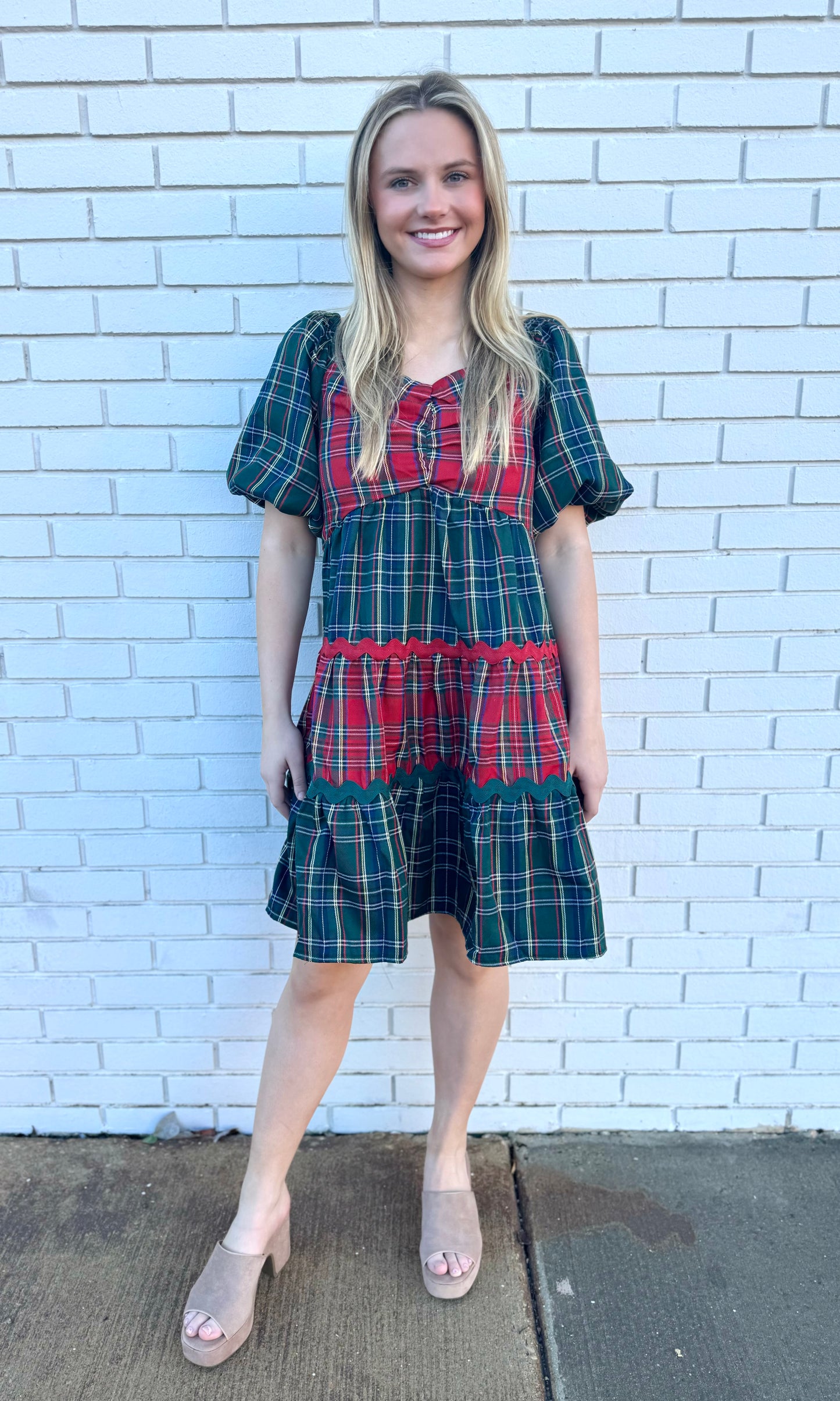RED GREEN PLAID DRESS