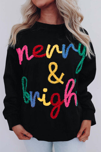 BLACK MERRY & BRIGHT SWEATER