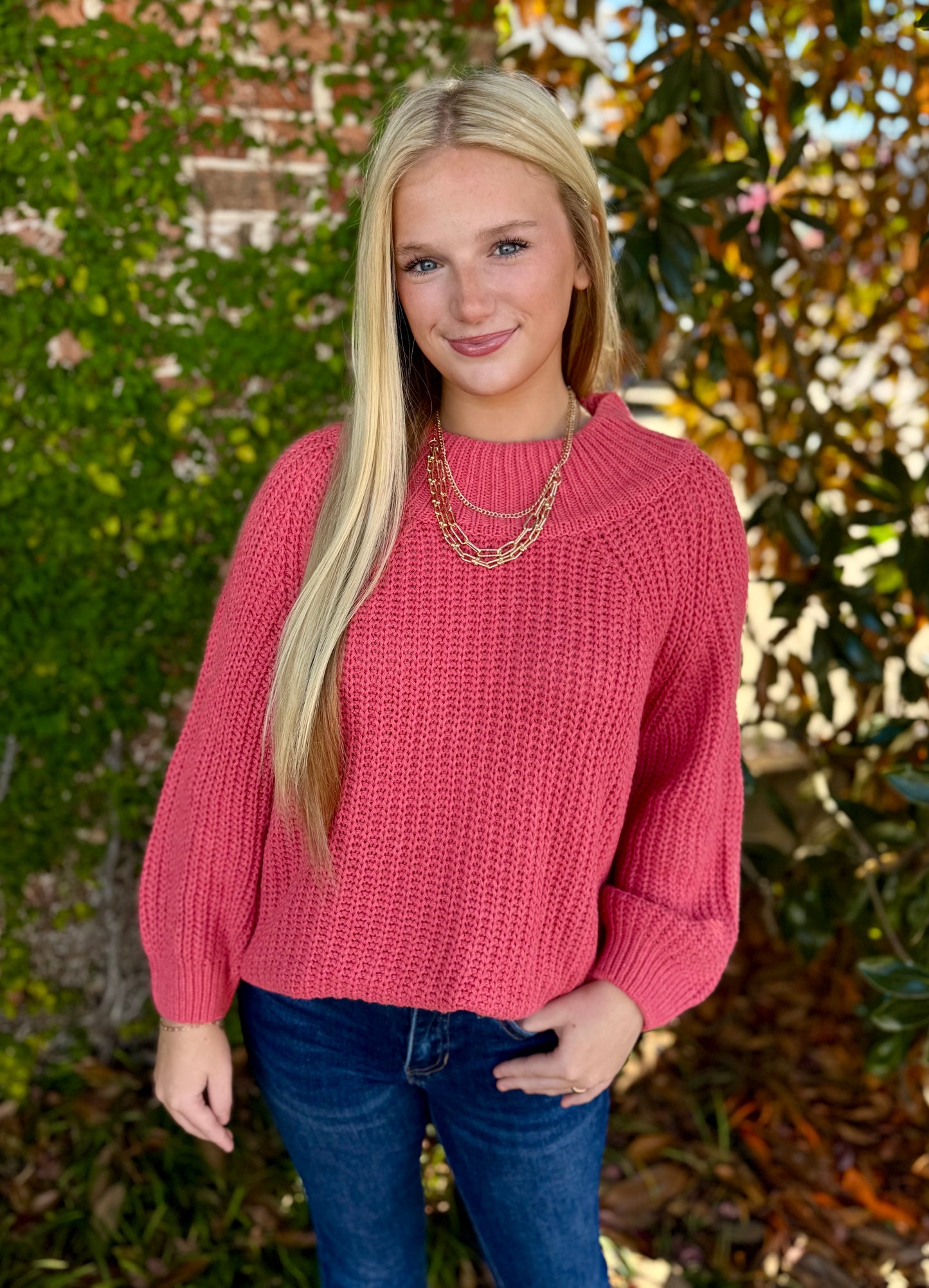 SUNKISSED CORAL KNIT SWEATER
