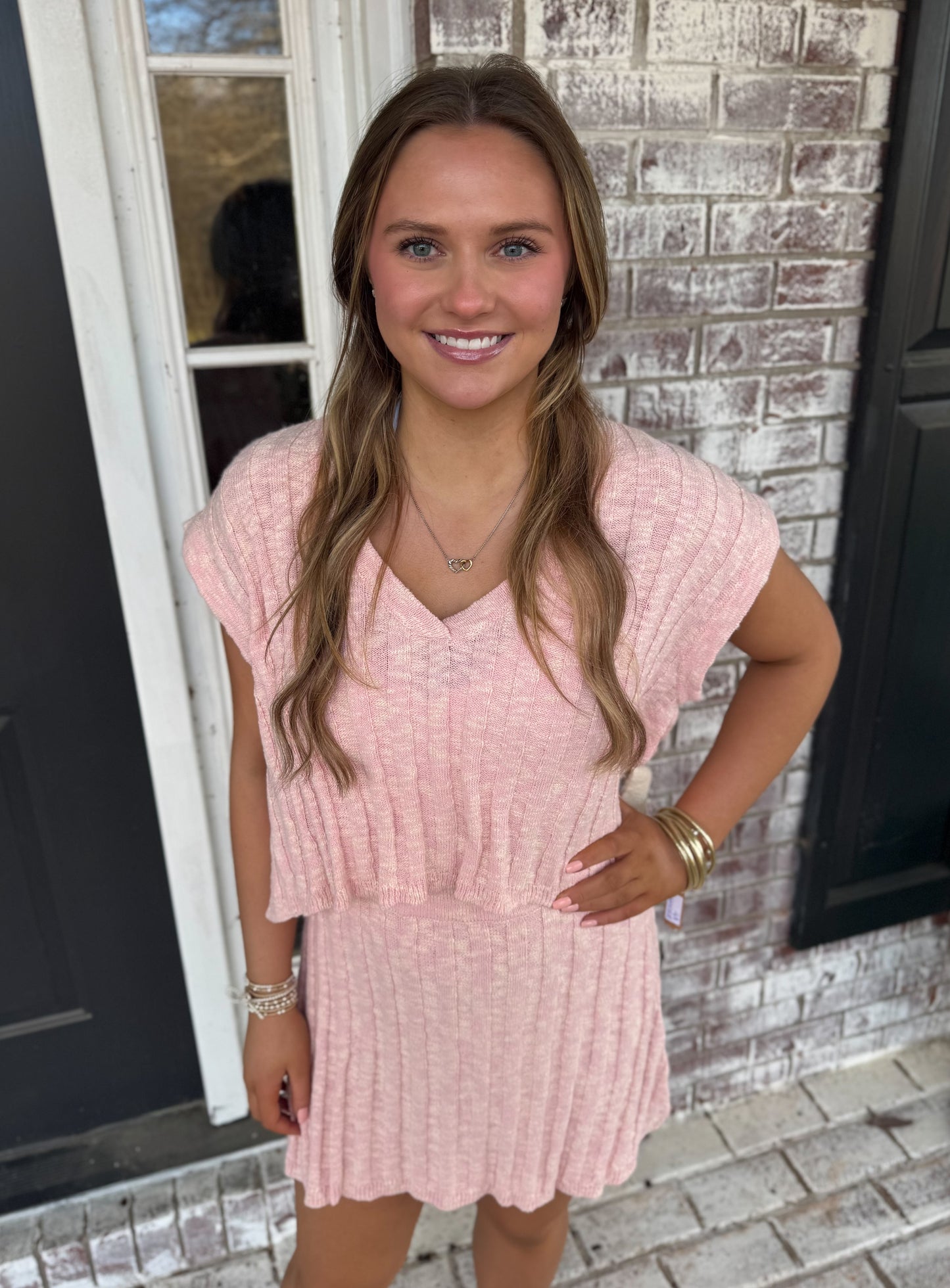 BABY PINK SWEATER SKIRT SET