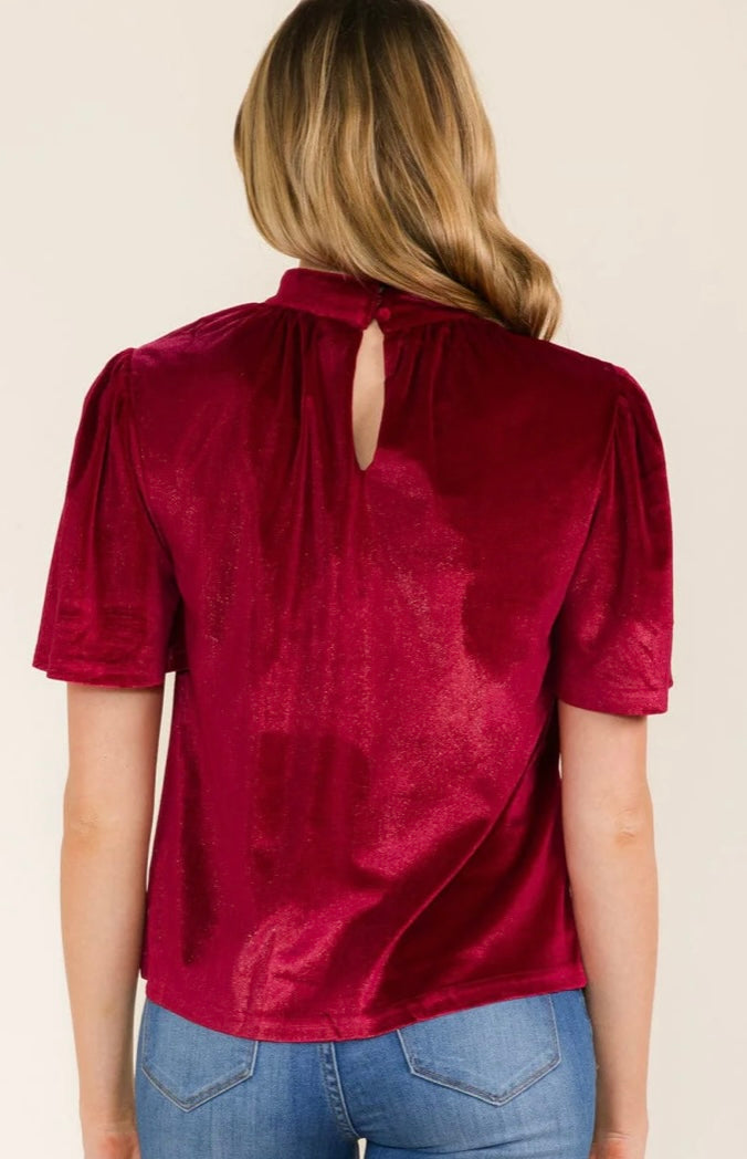 BURGUNDY VELVET BLOUSE