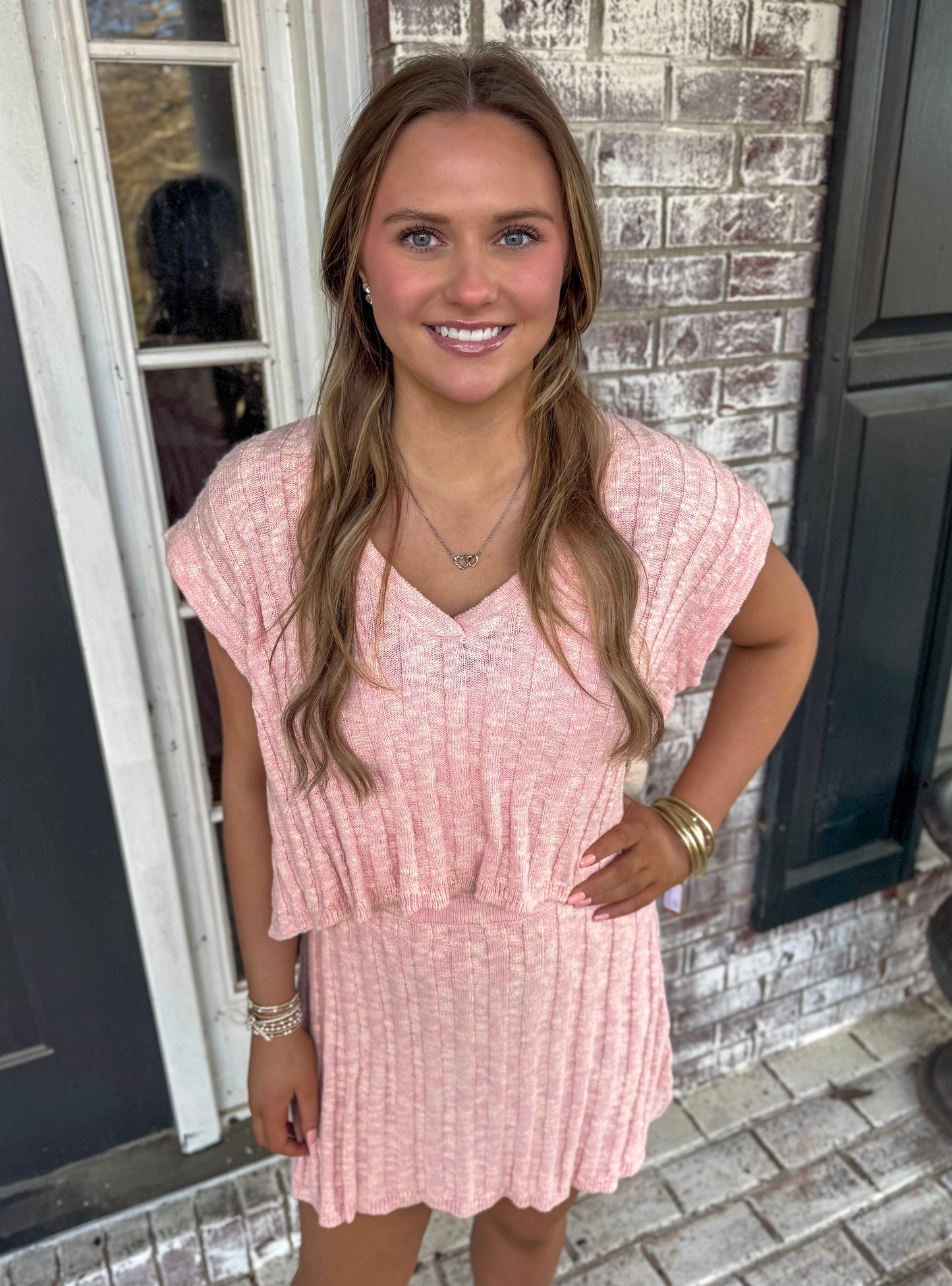 BABY PINK SWEATER SKIRT SET