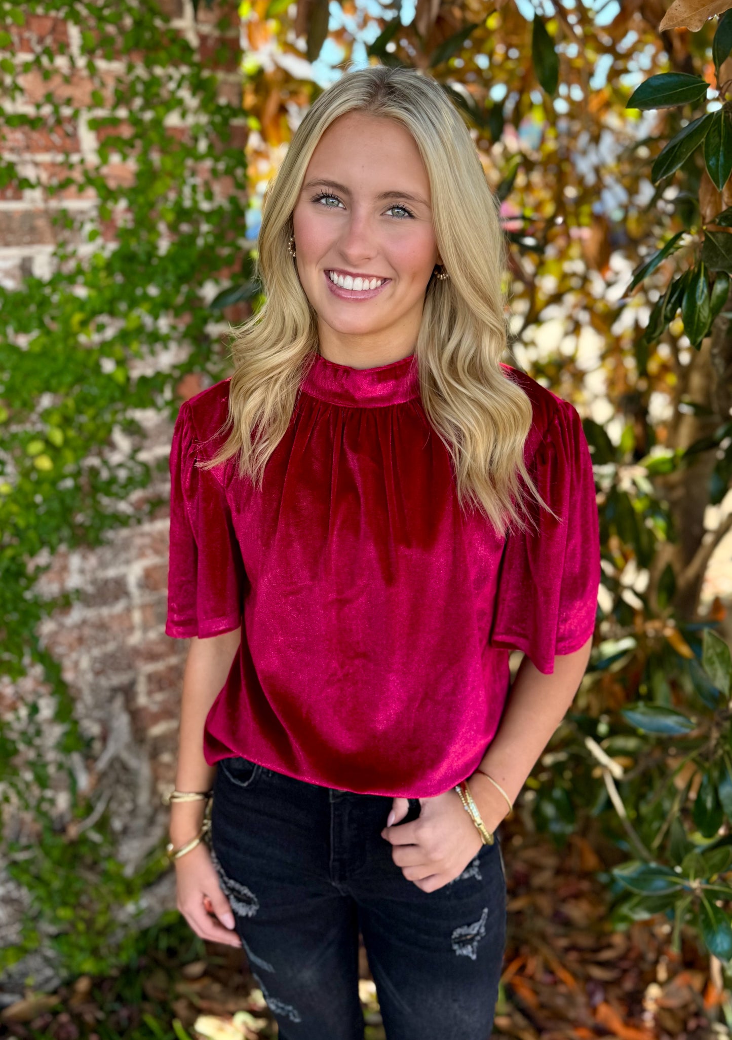 BURGUNDY VELVET BLOUSE