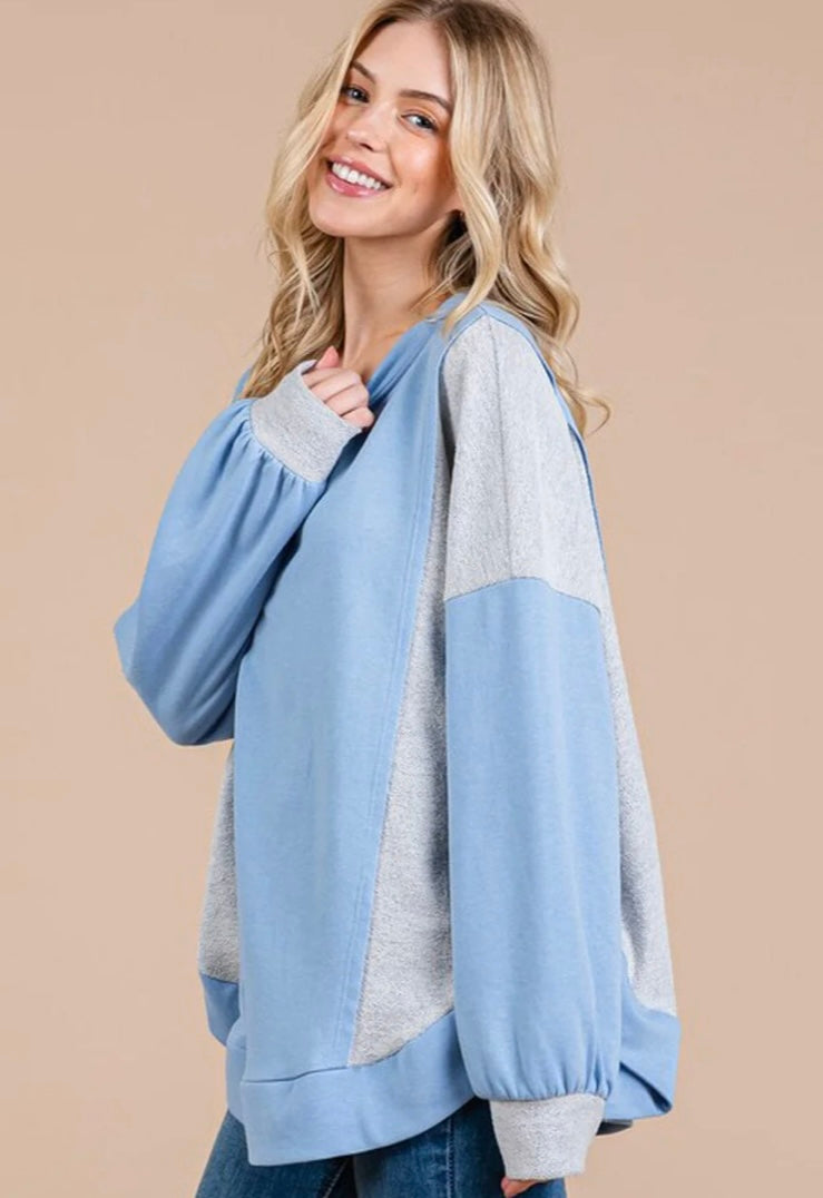 SKY BLUE TWO TONE PULLOVER