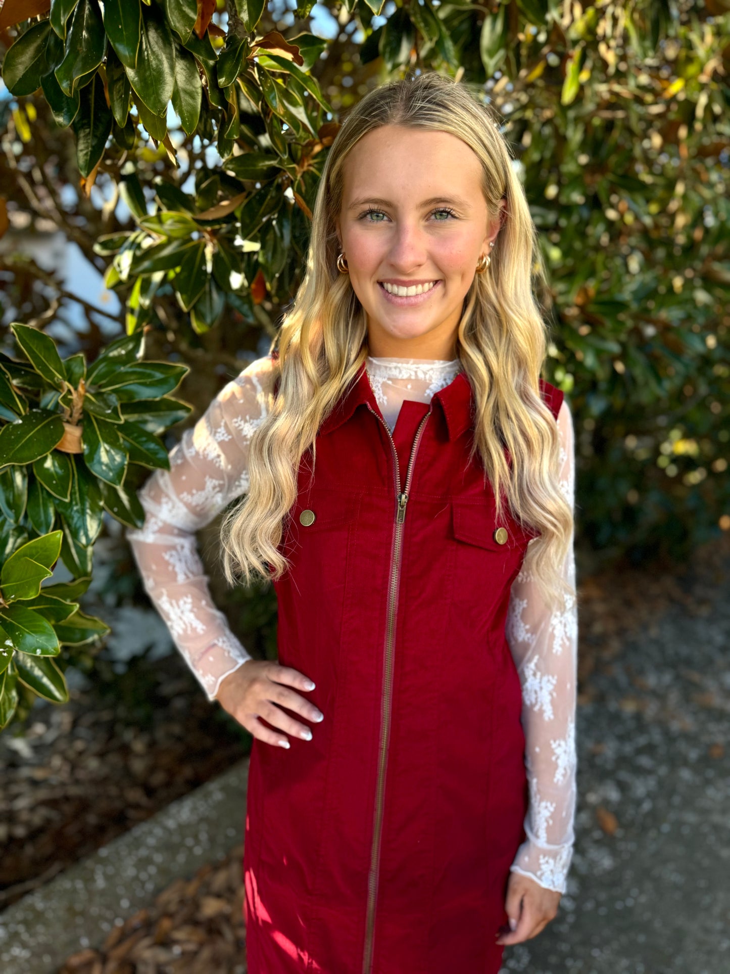 CORDUROY SLEEVELESS DRESS: MAROON