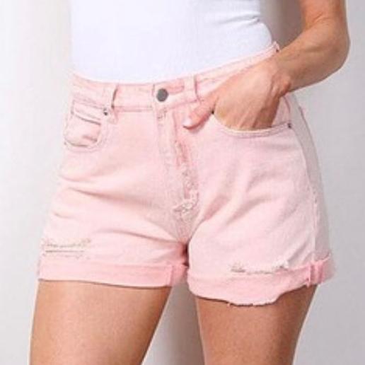 LT PINK DENIM SHORT