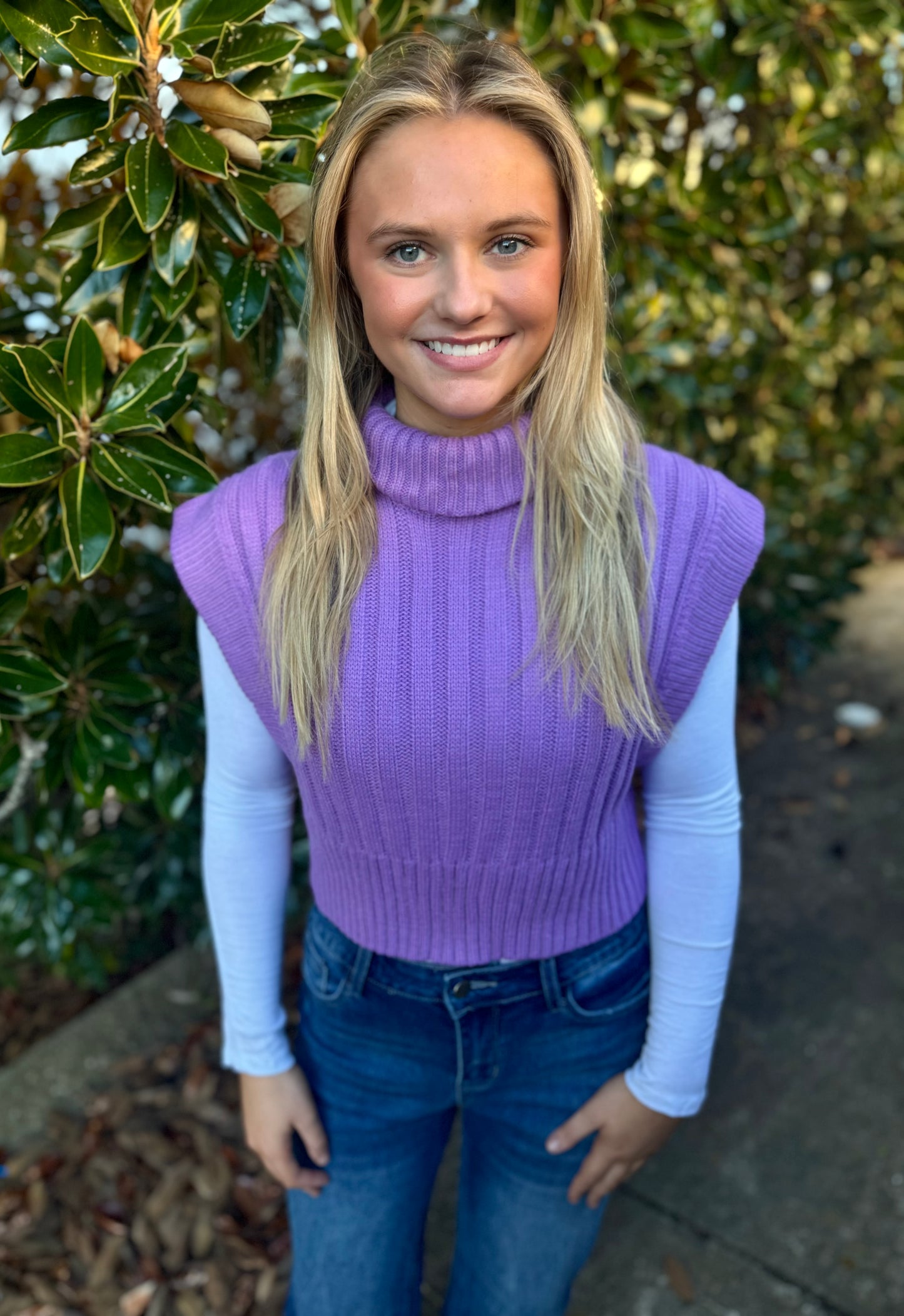 RIBBED SWEATER VEST: LAVENDER