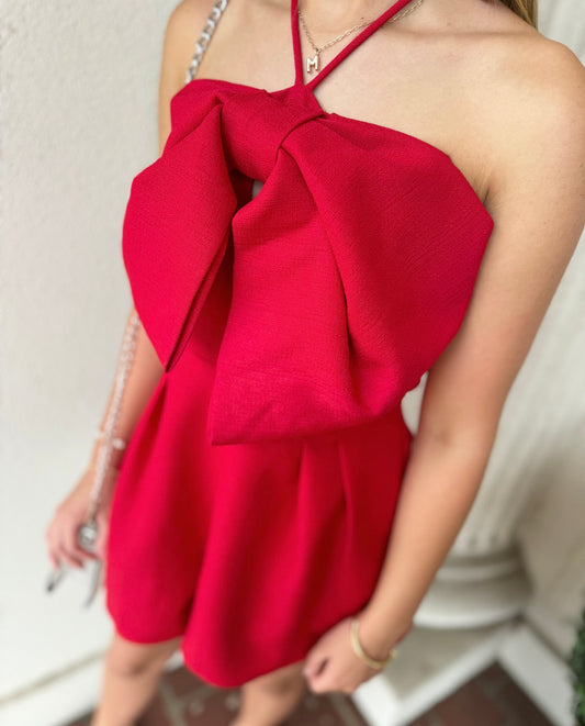 RED BOW ROMPER