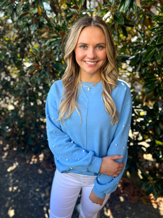 LIGHT BLUE PEARL SWEATER