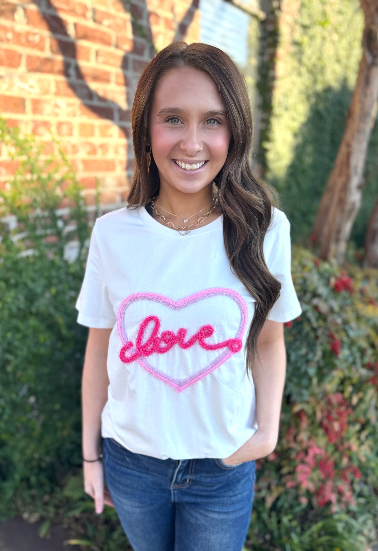 WHITE LOVE TINSEL TEE
