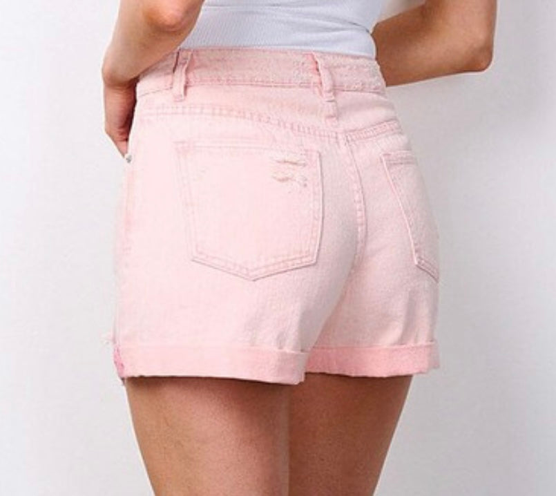 LT PINK DENIM SHORT