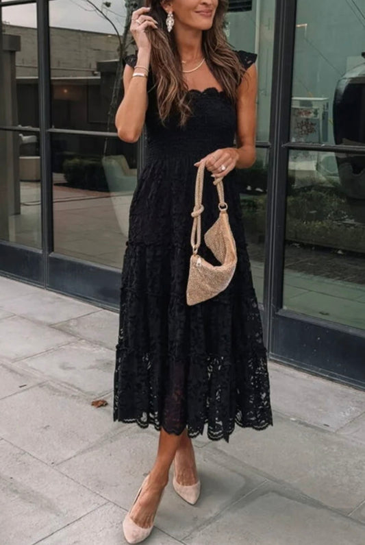 BLK LACE MIDI