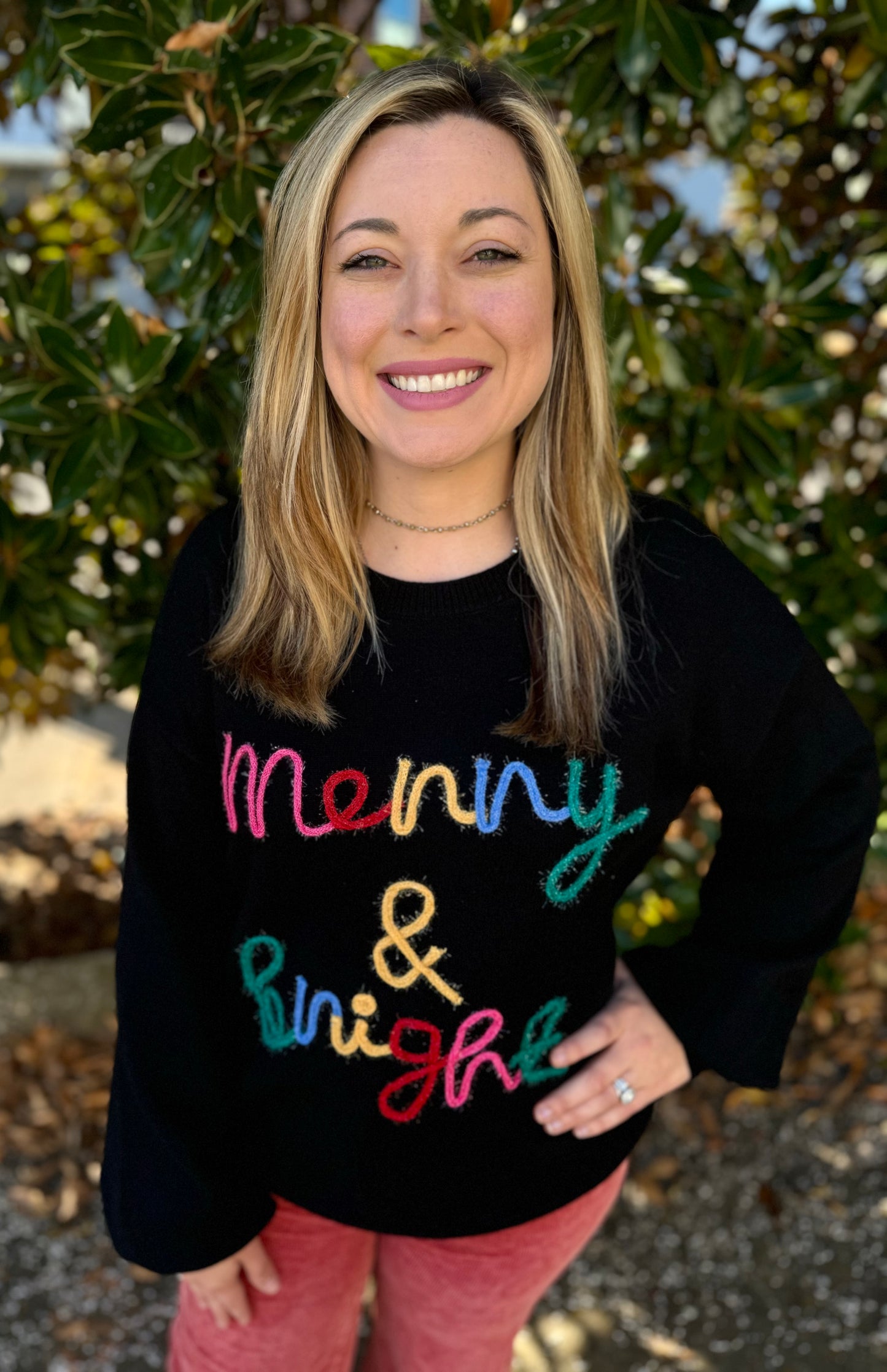 BLACK MERRY & BRIGHT SWEATER