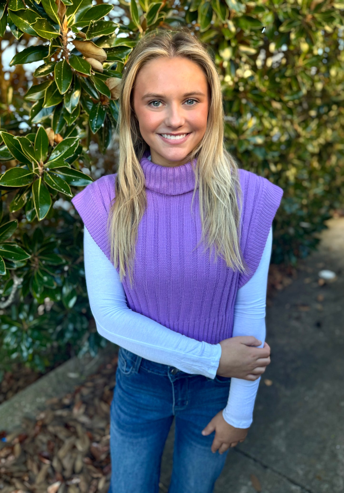 RIBBED SWEATER VEST: LAVENDER