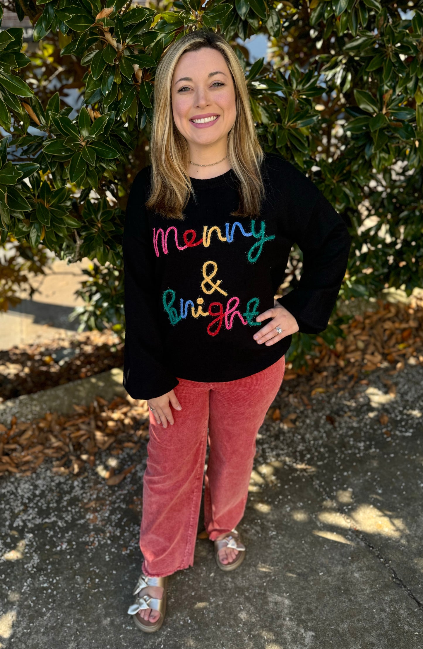 BLACK MERRY & BRIGHT SWEATER