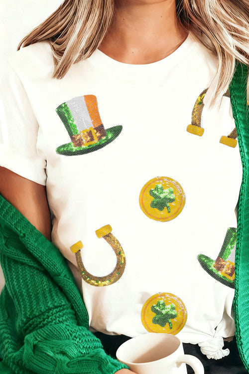 SEQUIN ST PADDYS TEE
