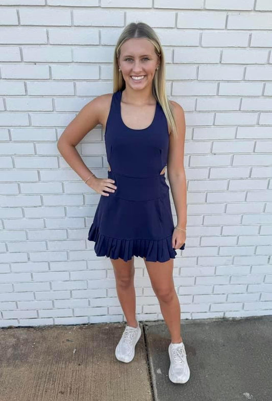 CRISSCROSS ATHLETIC DRESS: NAVY