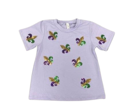 GIRLS MARDI GRAS TEE: LAVENDER