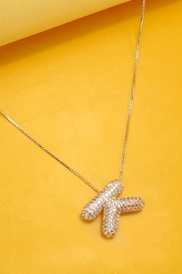 INITIAL PAVE BUBBLE  NECKLACE